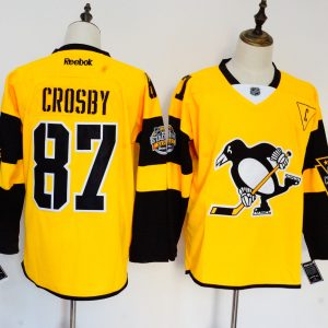 Reebok Pittsburgh Penguins #87 Sidney Crosby Yellow Stitched Jersey