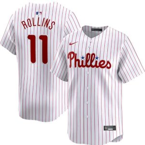 Philadelphia Phillies #11 Jimmy Rollins White Home Limited Stitched Jersey
