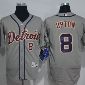 Tigers #8 Justin Upton Grey Flexbase Authentic Collection Stitched Jersey