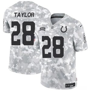 Indianapolis Colts #28 Jonathan Taylor Arctic Camo 2024 F.U.S.E. Salute To Service Limited Stitched Jersey