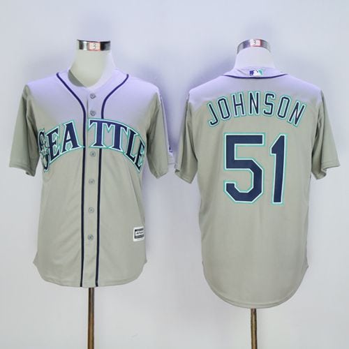 Mariners #51 Randy Johnson Grey New Cool Base Stitched Jersey