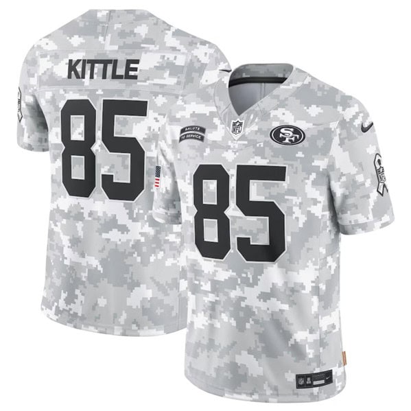 San Francisco 49ers #85 George Kittle Arctic Camo 2024 F.U.S.E. Salute To Service Limited Stitched Jersey