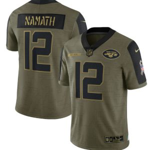 New York Jets #12 Joe Namath 2021 Olive Salute To Service Limited Stitched Jersey