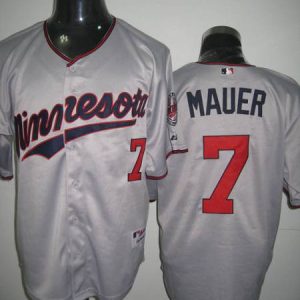 Twins #7 Joe Mauer Stitched Grey Jersey