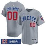 Chicago Cubs Custom Gray 'Ryne Sandberg Tribute' Vapor Limited V3 Stitched Jersey