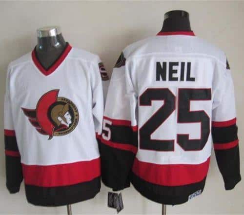 Senators #25 Chris Neil White CCM Throwback Stitched Jersey