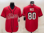 San Francisco 49ers #80 Jerry Rice New Red With Patch Cool Base Stitched Baseball Jersey
