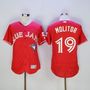 Blue Jays #19 Paul Molitor Red Flexbase Authentic Collection Canada Day Stitched Jersey
