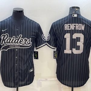 Las Vegas Raiders #13 Hunter Renfrow Black With Patch Cool Base Stitched Baseball Jersey