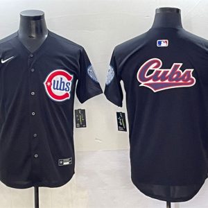 Chicago Cubs Team Big Logo Black Limited Stitched Jersey