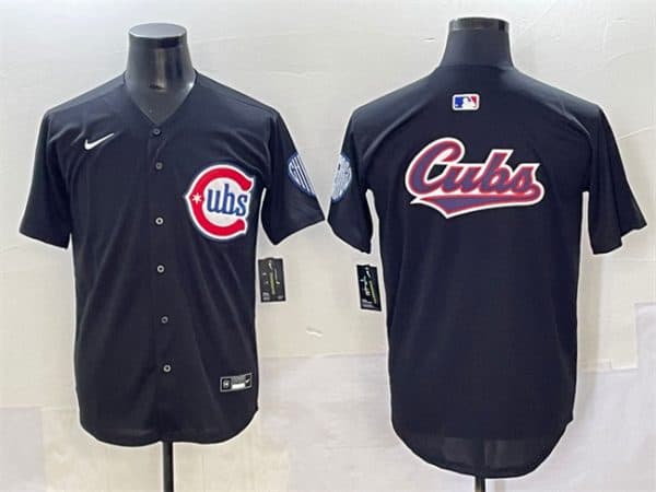 Chicago Cubs Team Big Logo Black Limited Stitched Jersey