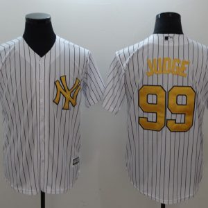 New York Yankees #99 Aaron Judge White Gold Cool Base Stitched Jersey