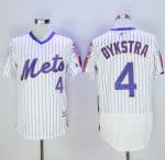 Mets #4 Lenny Dykstra White(Blue Strip) Flexbase Authentic Collection Alternate Stitched Jersey