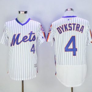 Mets #4 Lenny Dykstra White(Blue Strip) Flexbase Authentic Collection Alternate Stitched Jersey