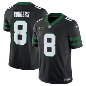 New York Jets #8 Aaron Rodgers Black 2024 F.U.S.E. With 4-Star C Patch Vapor Limited Stitched Jersey