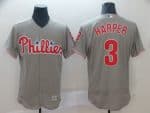Philadelphia Phillies #3 Bryce Harper Grey Flex Base Stitched Jersey