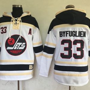 Jets #33 Dustin Byfuglien White Sawyer Hooded Sweatshirt Stitched Jersey