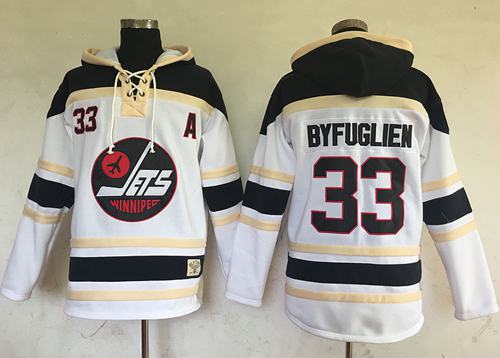 Jets #33 Dustin Byfuglien White Sawyer Hooded Sweatshirt Stitched Jersey