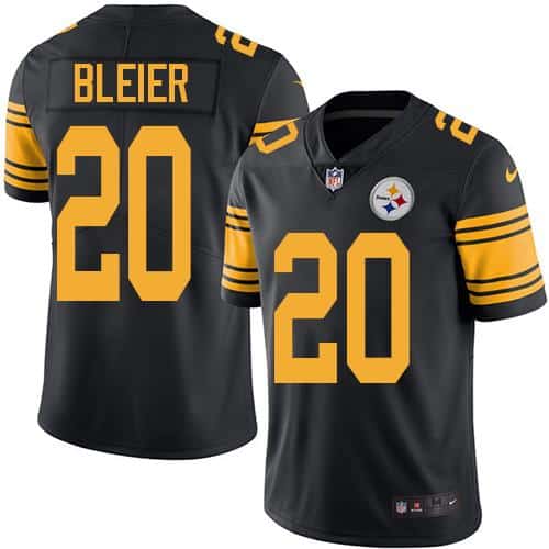 Steelers #20 Rocky Bleier Black Stitched Limited Rush Nike Jersey