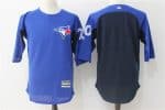 Toronto Blue Jays #20 Josh Donaldson Royal Navy Authentic Collection On-Field 3/4 Sleeve Batting Practice Stitched Jersey