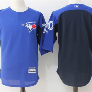 Toronto Blue Jays #20 Josh Donaldson Royal Navy Authentic Collection On-Field 3/4 Sleeve Batting Practice Stitched Jersey