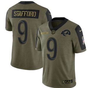 Los Angeles Rams #9 Matthew Stafford 2021 Olive Salute To Service Limited Stitched Jersey