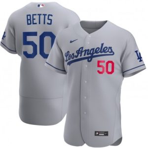 Los Angeles Dodgers Grey #50 Mookie Betts Flex Base Stitched Jersey