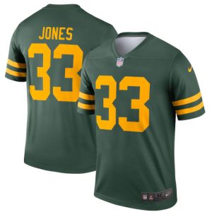Green Bay Packers #33 Aaron Jones 2021 Green Legend Stitched Football Jersey