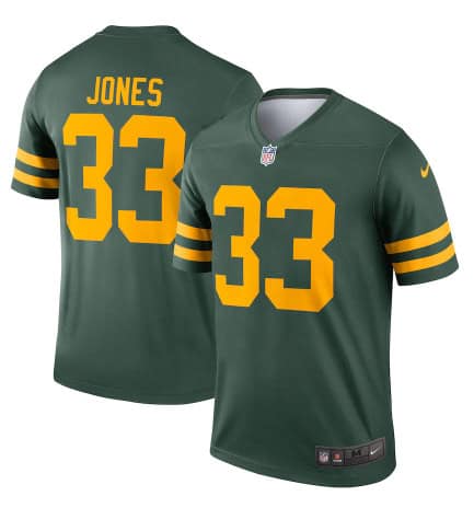 Green Bay Packers #33 Aaron Jones 2021 Green Legend Stitched Football Jersey