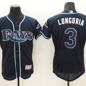Rays #3 Evan Longoria Dark Blue Flexbase Authentic Collection Stitched Jersey