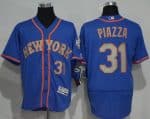 Mets #31 Mike Piazza Blue(Grey NO.) Flexbase Authentic Collection Stitched Jersey