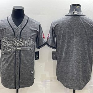 New England Patriots Blank Gray With Patch Cool Base Stitched Baseball Jersey