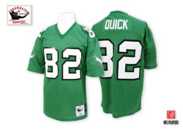 Mitchell And Ness Eagles #82 Mike Quick Green Stitched Throwback Jersey