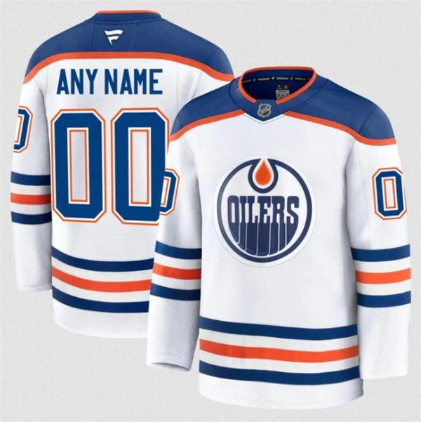 Edmonton Oilers Custom White 2024-25 Away Stitched Jersey