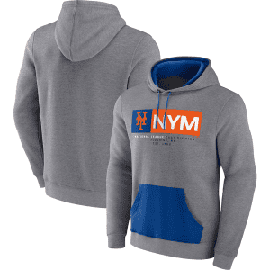 New York Mets Heathered Gray Iconic Steppin Up Fleece Pullover Hoodie