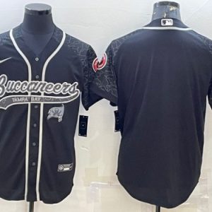 Tampa Bay Buccaneers Blank Black Reflective With Patch Cool Base Stitched Jersey