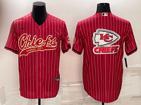 Kansas City Chiefs Red Team Big Logo With Patch Cool Base Stitched Baseball Jersey