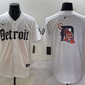 Detroit Tigers Team Big Logo White 'Motor Gothic Edition' Vapor Premier Limited Stitched Jersey