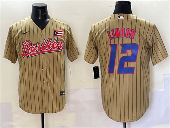 Puerto Rico #12 Francisco Lindor Tan 2023 World Classic Stitched Jersey