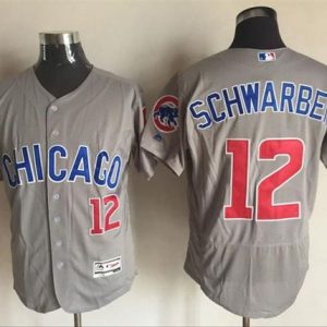 Cubs #12 Kyle Schwarber Grey Flexbase Authentic Collection Road Stitched Jersey