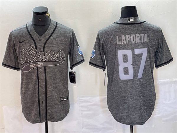 Detroit Lions #87 Sam LaPorta Gray Cool Base Stitched Jersey