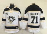 Penguins #71 Evgeni Malkin White Sawyer Hooded Sweatshirt Stitched Jersey