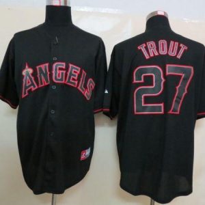 Angels Of Anaheim #27 Mike Trout Black Fashion Stitched Jersey