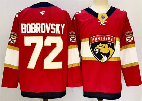 Florida Panthers #72 Sergei Bobrovsky Red 2024-25 Home Stitched Jersey