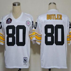 Mitchell And Ness Steelers #80 Jack Butler White Stitched Jersey