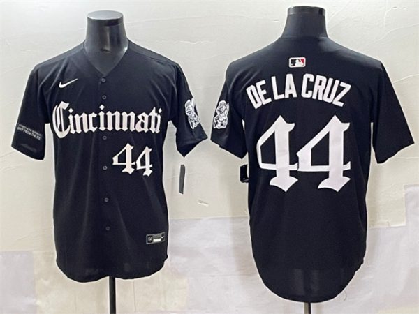 Cincinnati Reds #44 Elly De La Cruz Black 'Gothic Queen City Edition' Vapor Premier Limited Stitched Jersey