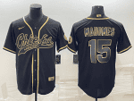 Kansas City Chiefs #15 Patrick Mahomes Black Gold With Patch Cool Base Stitched Baseball Jersey