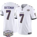 Baltimore Ravens #7 Rashod Bateman White F.U.S.E. 2024 AFC North Division Champions Vapor Limited Jersey