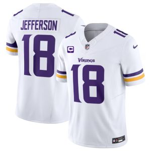 Minnesota Vikings #18 Justin Jefferson White 2023 F.U.S.E. With 1-Star C Patch Vapor Untouchable Limited Stitched Jersey