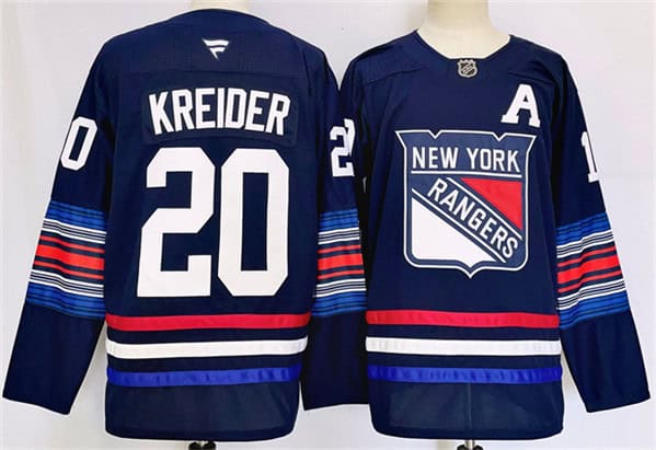 New York Rangers #20 Chris Kreider Navy 2024-25 Stitched Jersey